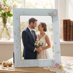 Large 8" x 10" Aperture Silver Butterfly Photo Frame For Home Decor Weddings etc