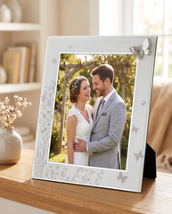 Large 8" x 10" Aperture Silver Butterfly Photo Frame For Home Decor Weddings etc