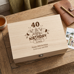Personalised Large Engraved Wooden Birthday Keepsake Box 18th 21st 30th 40th 50th 60th 70th 80th