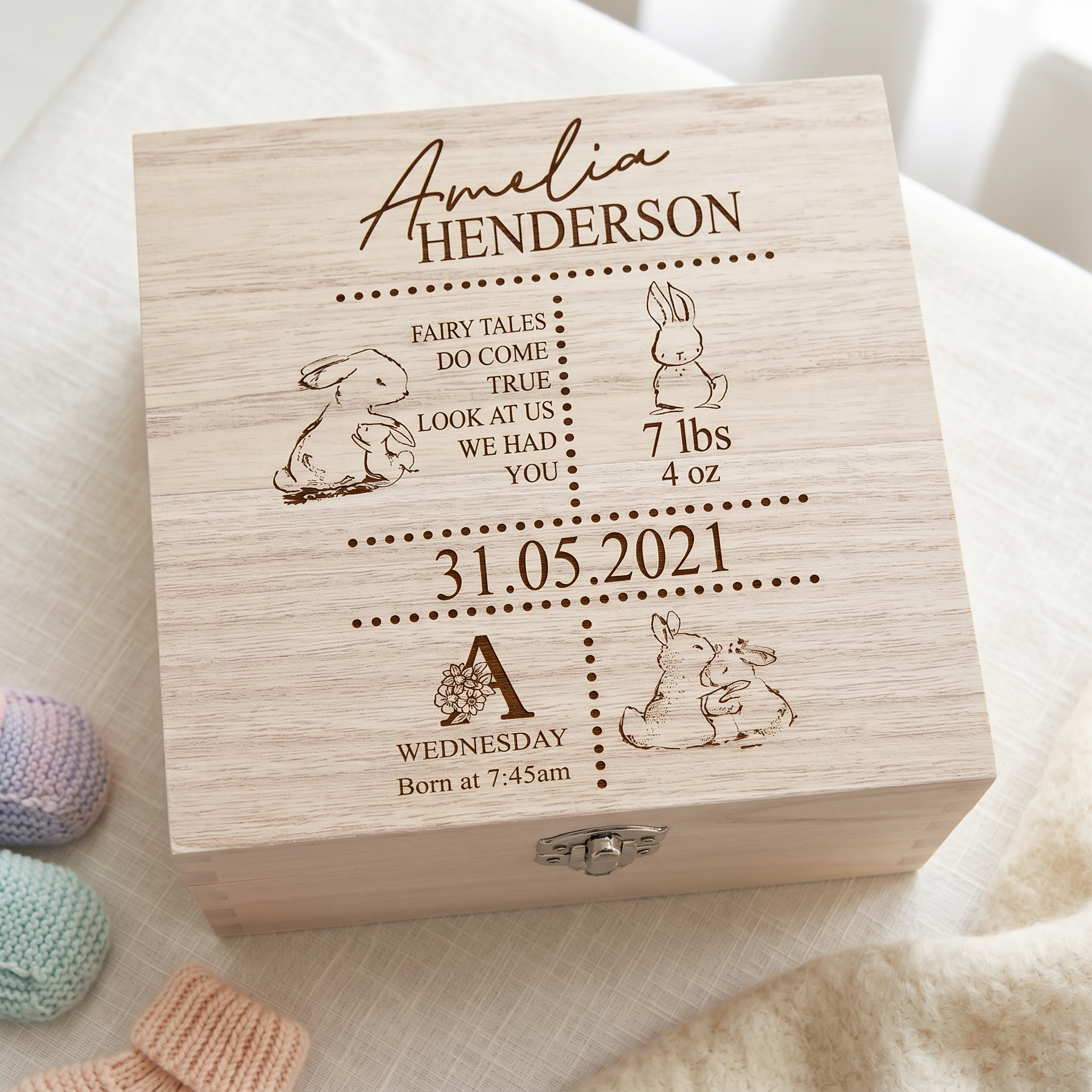 Personalised baby Wooden Memory Box Gift With birth Details Keepsake Memory Box ukgiftstoreonline