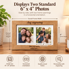 Personalised Wooden Double Photo Frame Engraved Any Message Photo Frame ukgiftstoreonline
