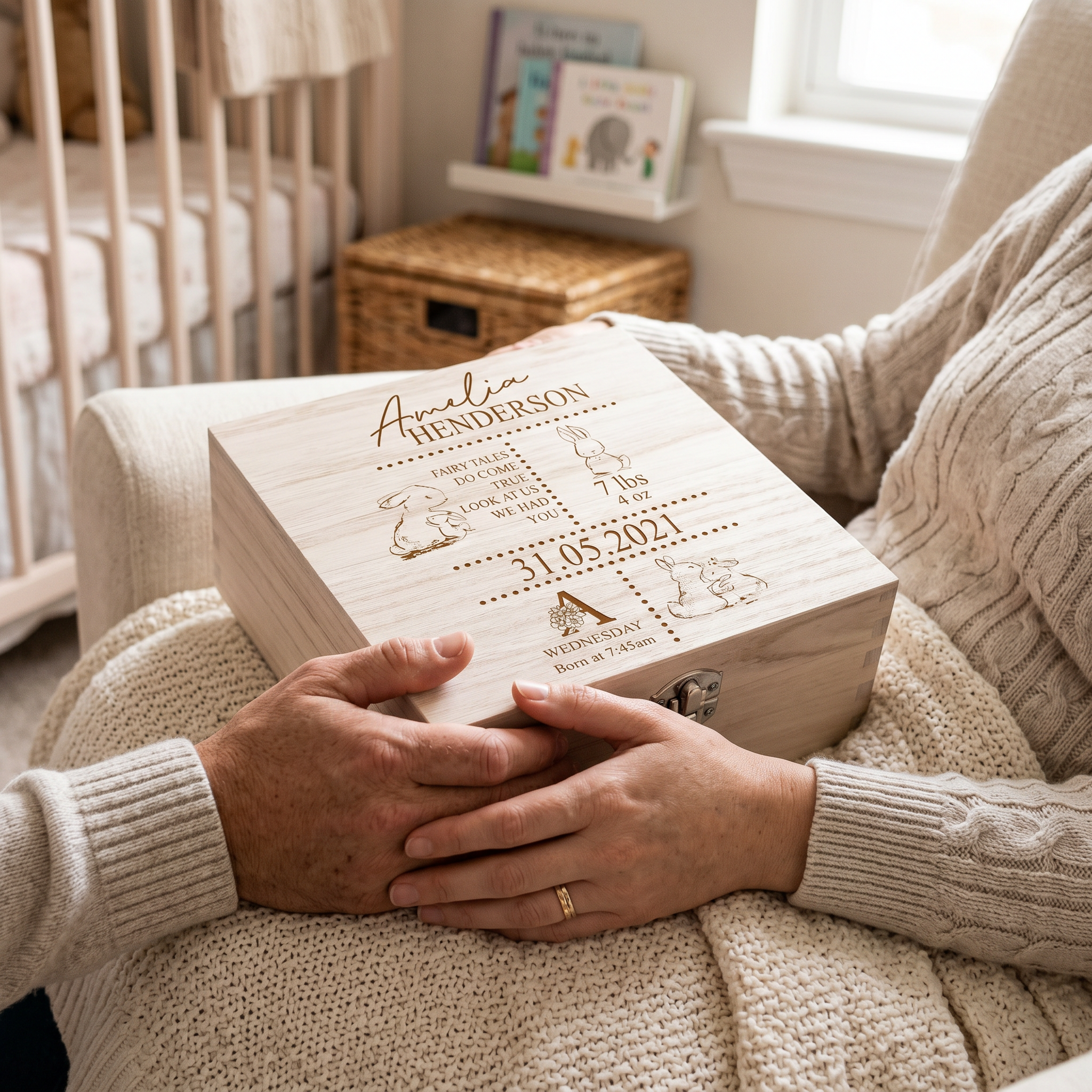 Personalised baby Wooden Memory Box Gift With birth Details Keepsake Memory Box ukgiftstoreonline