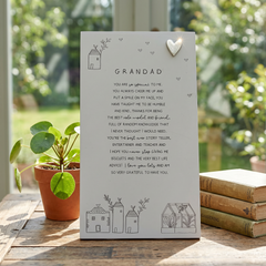 Grandad Plaque Gift – Standing Plaque With Sentimental Quote & Elegant Illustrations Nan Photo Frame ukgiftstoreonline