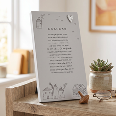 Grandad Plaque Gift – Standing Plaque With Sentimental Quote & Elegant Illustrations Nan Photo Frame ukgiftstoreonline