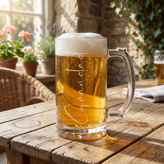 Engraved Grandad Gift Beer Mug Glass With Handle For Father's Day, Birthdays or Christmas personalised beer glasses ukgiftstoreonline