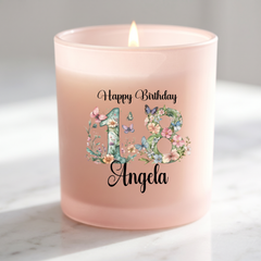 Personalised Landmark Birthday Candle Gift For Her Pink Jar Floral Numbers