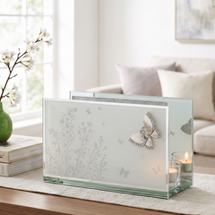Silver Butterfly Double Glass Tealight Holder - Floral Gifting For Her & Homeware