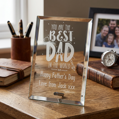 Personalised Engraved Glass Plaque Best Dad Ever Gift For Fathers Day, Birthday or Christmas