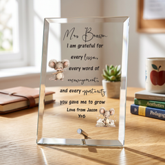 Personalised Teacher Gift Plaque, Keepsake, Encoragement Quote (18cm x 13cm, Thick Glass, Custom Print) ukgiftstoreonline