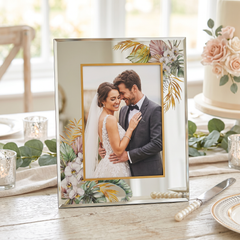 Tropical Glass Photo Frame – 5x7 Photo Frame With Mirror Silver & Copper Foil Border photo frame ukgiftstoreonline