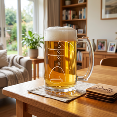 Engraved Daddy Gift Beer Mug Glass With Handle For Father's Day, Birthdays or Christmas personalised beer glasses ukgiftstoreonline