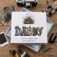 Personalised Colourful Daddy Photo Album in Gift Box, Holds 50 6x4 Photographs, Writing Area, Keepsake Memory Book photo album ukgiftstoreonline