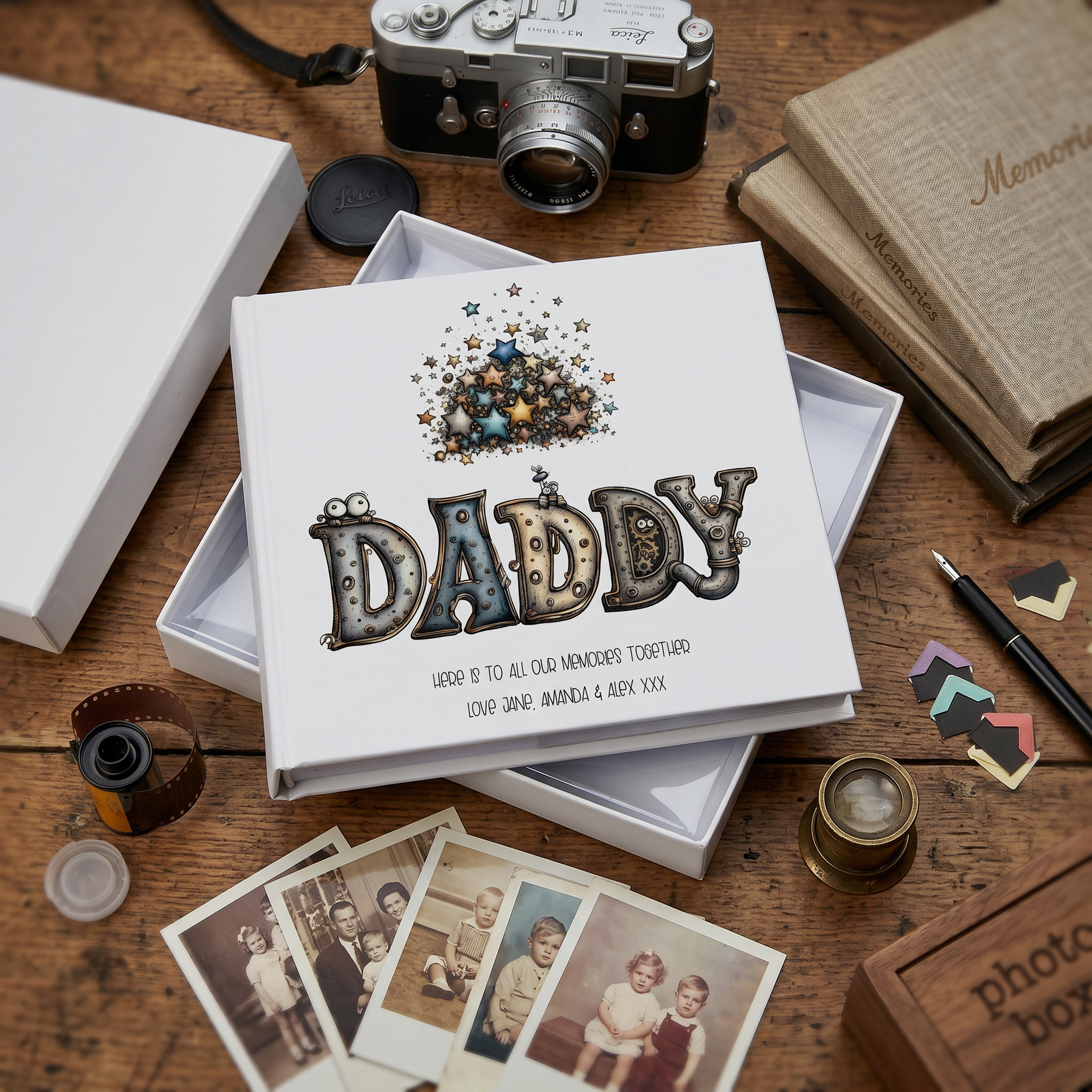 Personalised Colourful Daddy Photo Album in Gift Box, Holds 50 6x4 Photographs, Writing Area, Keepsake Memory Book photo album ukgiftstoreonline
