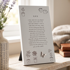 Nan Plaque Gift – Standing Plaque With Sentimental Quote & Raised Butterfly