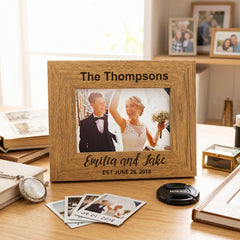 Personalised Engraved Wedding Photo Frame Gift Landscape With Names and Established Date Wedding Photo Frame ukgiftstoreonline