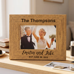 Personalised Engraved Wedding Photo Frame Gift Landscape With Names and Established Date Wedding Photo Frame ukgiftstoreonline