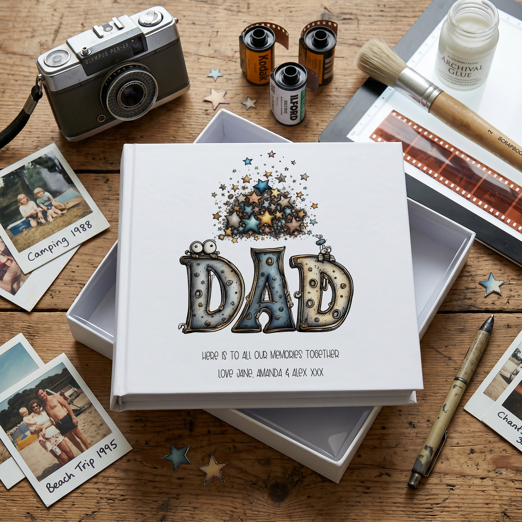 Personalised Colourful Dad Photo Album in Gift Box, Holds 50 6x4 Photographs, Writing Area, Keepsake Memory Book photo album ukgiftstoreonline