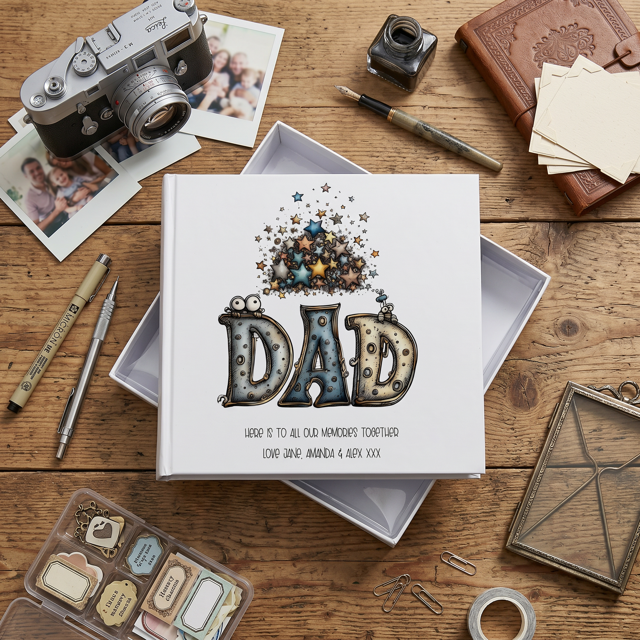 Personalised Colourful Dad Photo Album in Gift Box, Holds 50 6x4 Photographs, Writing Area, Keepsake Memory Book photo album ukgiftstoreonline