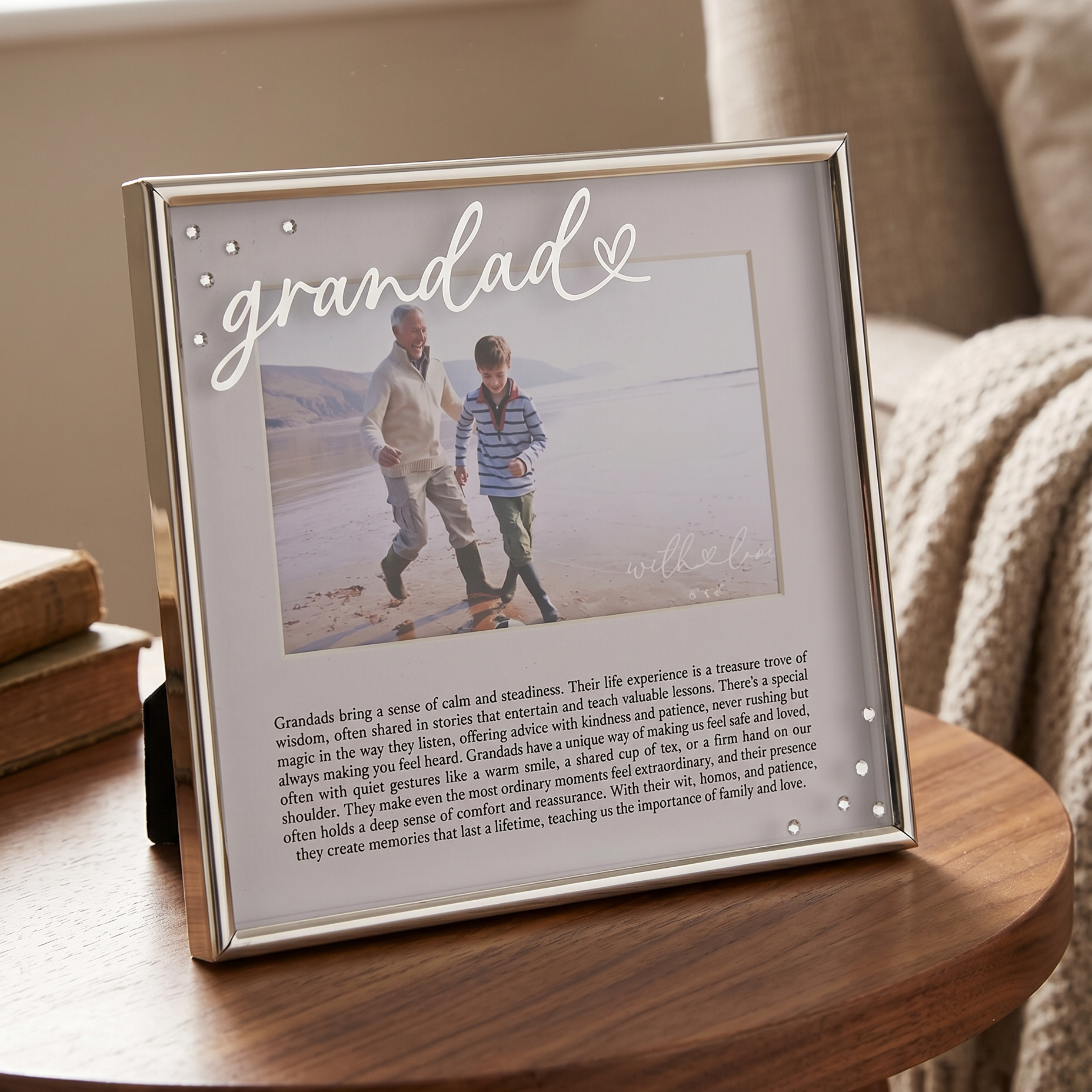 Grandad Silver Photo Frame 6'x4' Picture with Diamantes and Message, Freestanding and Gift Boxed - Father's Day, Birthday or Christmas photo frame ukgiftstoreonline