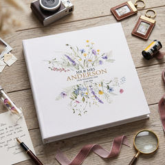 Large Book Bound Personalised Wedding Photo Album Keepskae Gift With Delicate Wildflowers photo album ukgiftstoreonline