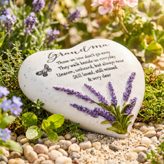 Grandma Graveside Lavender Heart Stone Memorial Plaque, Grave Ornament Tribute, Gift ukgiftstoreonline