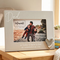 Dad Silver Heart Photo Frame 6'x4' Picture with Sentiment, Freestanding and Gift Boxed - Father's Day, Birthday or Christmas photo frame ukgiftstoreonline