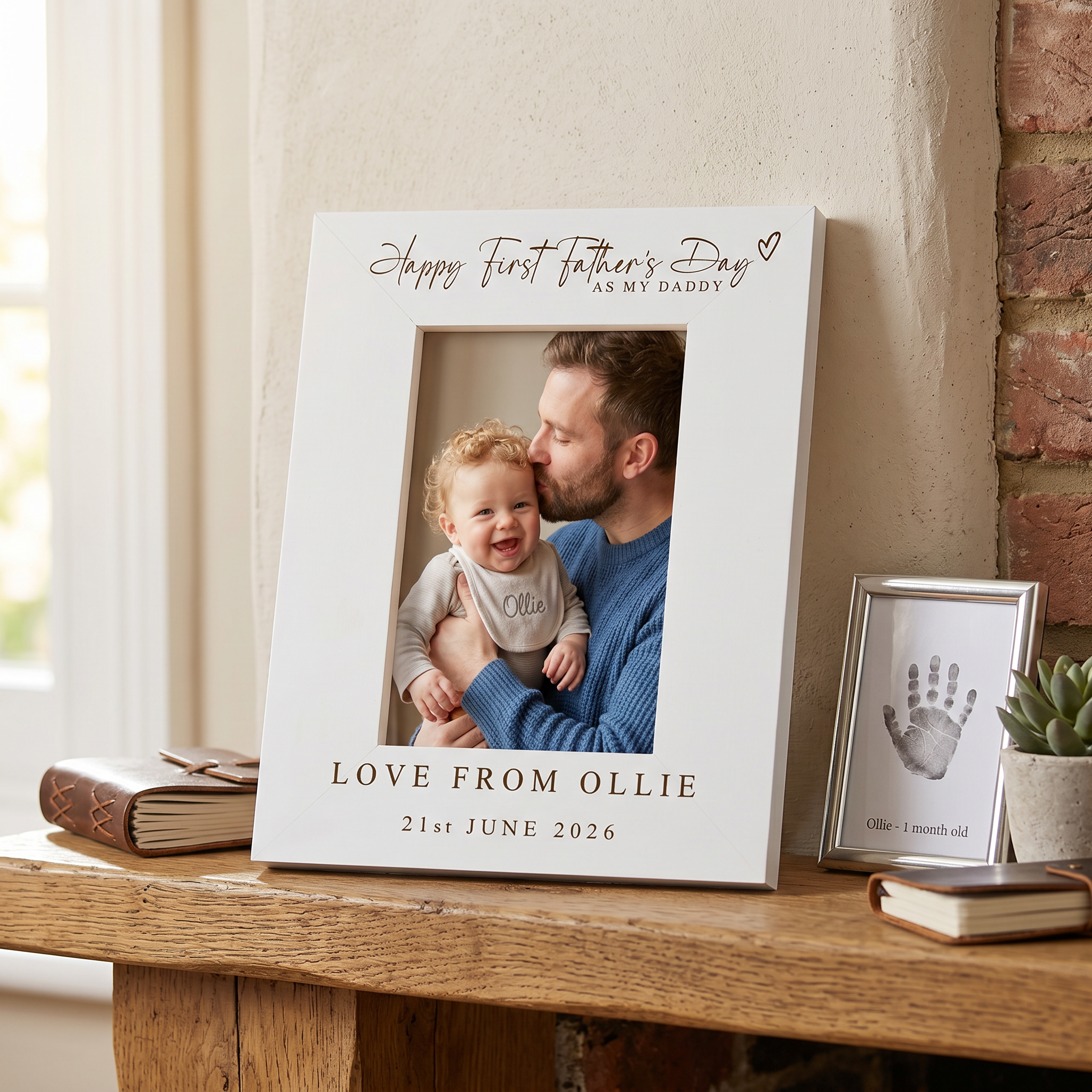 Personalised Fathers Day Frame - White Wooden Photo Frame Engraved Keepsake Gift Pet Photo Frame ukgiftstoreonline Portrait