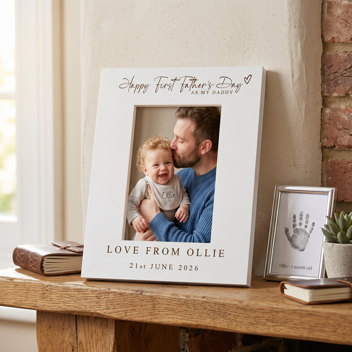 Personalised Fathers Day Frame - White Wooden Photo Frame Engraved Keepsake Gift Pet Photo Frame ukgiftstoreonline Portrait