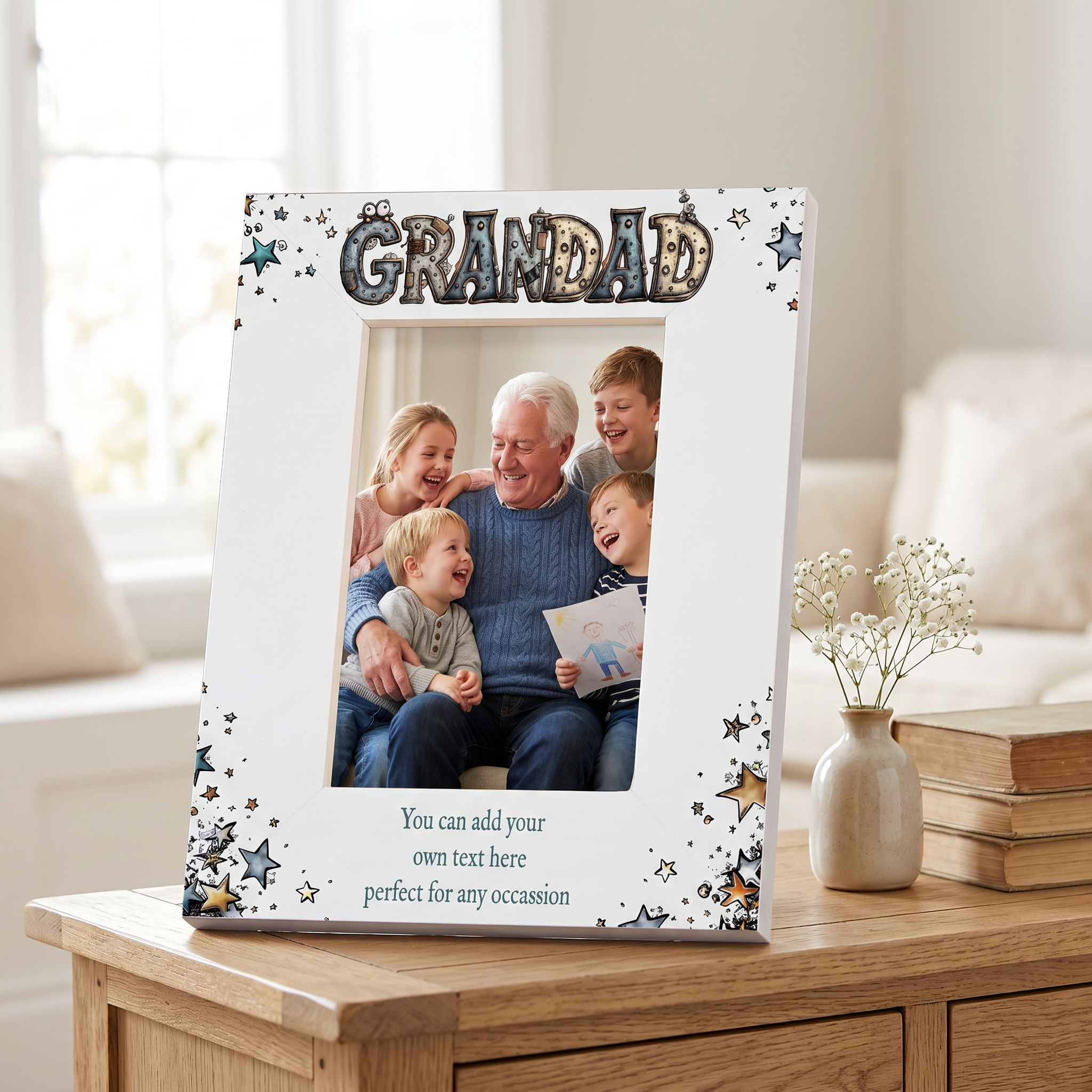 Personalised Colourful Grandad Photo Frame Gift for Fathers Day Birthday or Christmas Photo Frame ukgiftstoreonline Portrait