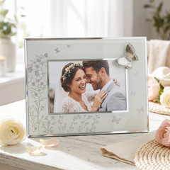 Silver Butterfly Photo Frame – Elegant 7x5 Glass Picture Frame With Floral Motif photo frame ukgiftstoreonline