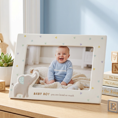 Baby Boy Photo Frame – Ceramic Nursery Frame 6x4 | Cute Elephant Baby Gift Baby Photo Frame ukgiftstoreonline