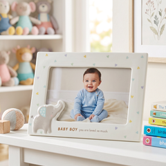 Baby Boy Photo Frame – Ceramic Nursery Frame 6x4 | Cute Elephant Baby Gift Baby Photo Frame ukgiftstoreonline