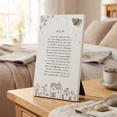 Mum Plaque Gift – Standing Plaque With Sentimental Quote & Raised Heart