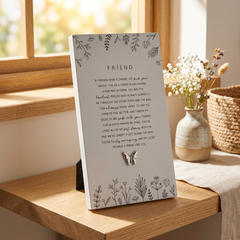 Friendship Plaque Gift – Standing Plaque With Sentimental Quote & Raised Butterfly