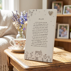 Mum Plaque Gift – Standing Plaque With Sentimental Quote & Raised Heart