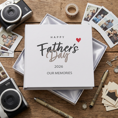 Personalised Happy Fathers Day Photo Album in Gift Box, Holds 50 6x4 Photographs, Writing Area, Keepsake Memory Book photo album ukgiftstoreonline
