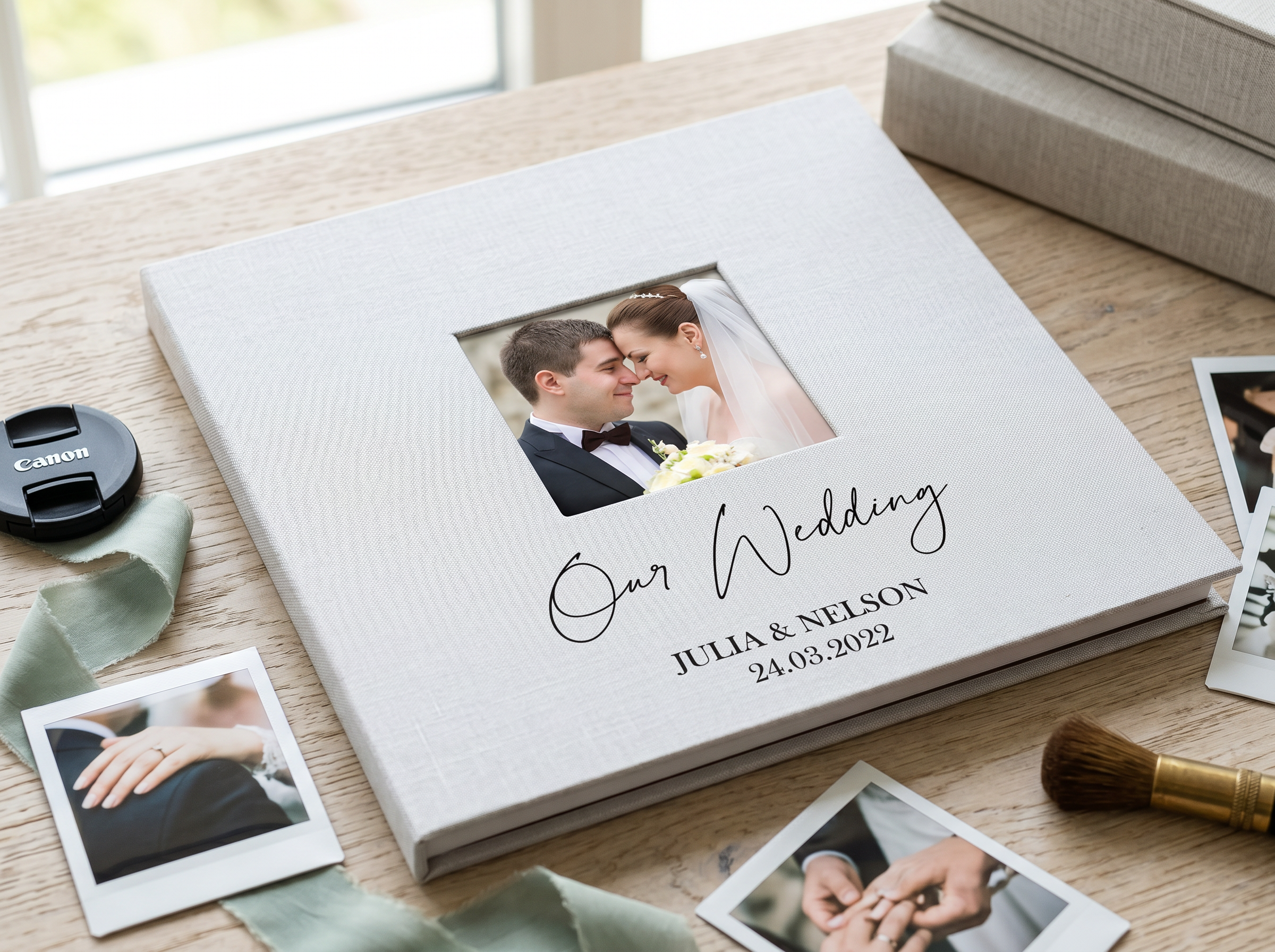 Personalised Self Adhesive Hardcover Large Linen Wedding Photo Album personalised photo album ukgiftstoreonline