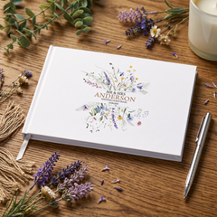 Personalised Colourful Wildflower Wedding Lined Guest Book Hard Cover 80 Pages