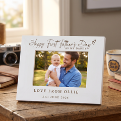 Personalised Fathers Day Frame - White Wooden Photo Frame Engraved Keepsake Gift Pet Photo Frame ukgiftstoreonline