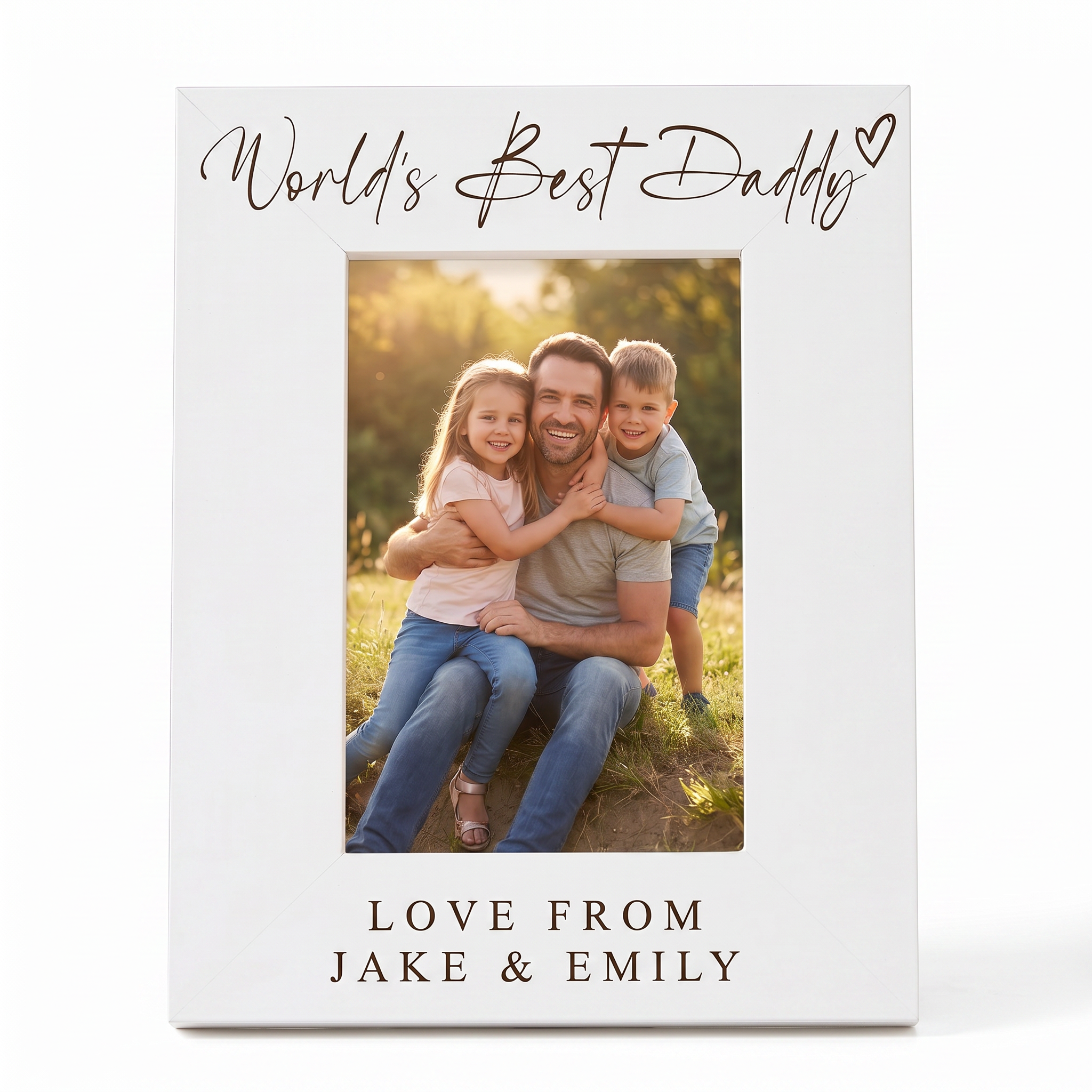 World's Best Daddy, Custom Photo Frame, Dad Birthday Gift Engraved White Wood ukgiftstoreonline