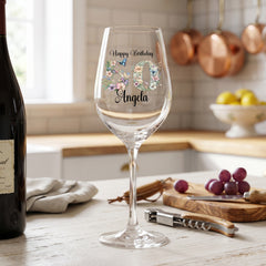 Personalised Birthday Wine Glass Gift for Her | 18th 21st 30th 40th 50th 60th With Floral Numbers wine glass ukgiftstoreonline