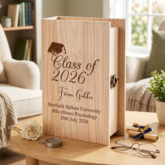 Personalised Graduation Keepsakes Engraved Wooden Box for Certificate Photos, etc
