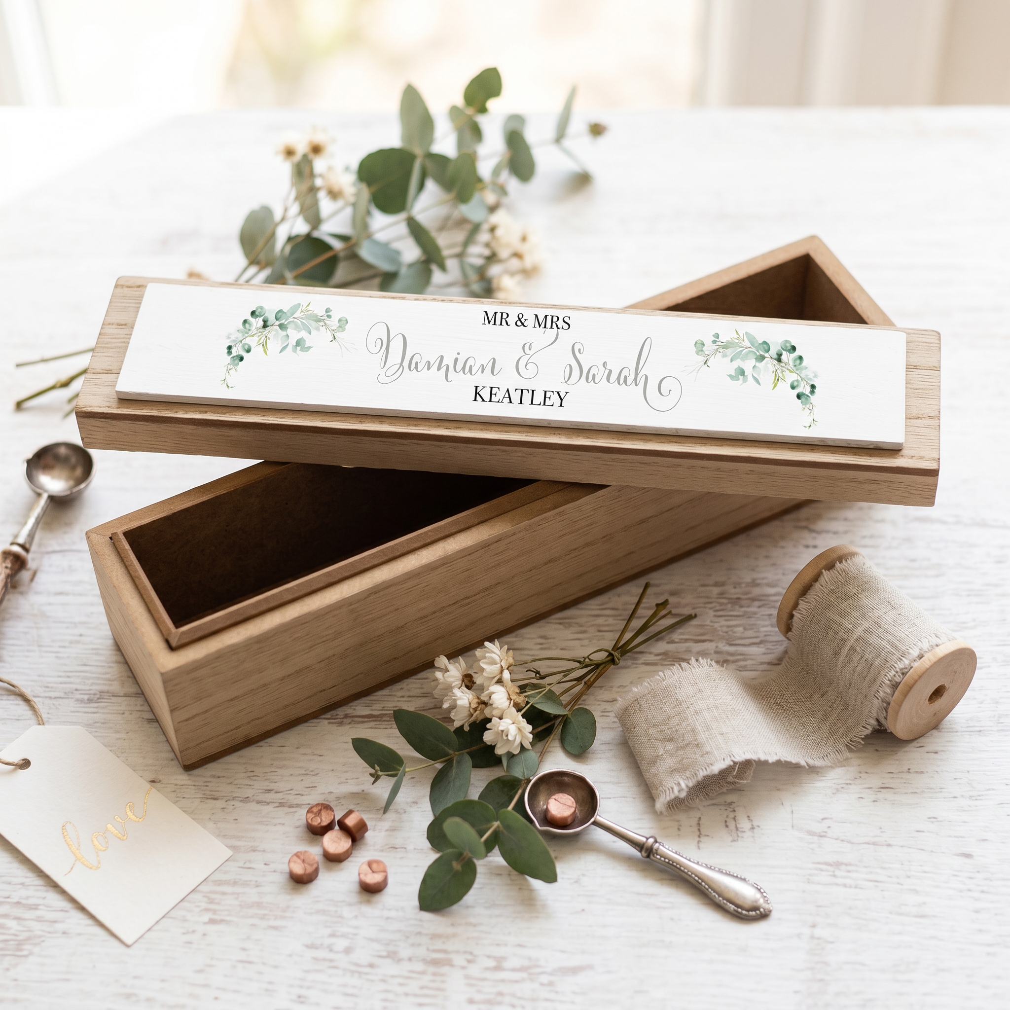 Wooden Wedding Certificate Holder - Personalised Vintage Style Keepsake Box Wedding Certificate Holder ukgiftstoreonline