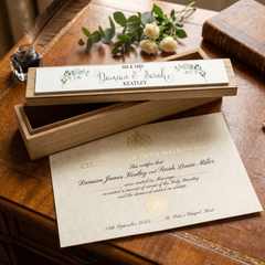 Wooden Wedding Certificate Holder - Personalised Vintage Style Keepsake Box Wedding Certificate Holder ukgiftstoreonline