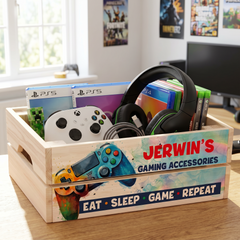 Personalised Gamer Storage Box – Kids Room Storage Crate with Handles ukgiftstoreonline