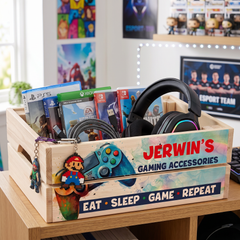 Personalised Gamer Storage Box – Kids Room Storage Crate with Handles ukgiftstoreonline
