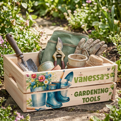 Personalised Gardening Storage Crate, Wooden Crate, Garden Tools storage crate ukgiftstoreonline