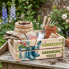 Personalised Gardening Storage Crate, Wooden Crate, Garden Tools storage crate ukgiftstoreonline