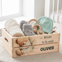 Personalised Baby Wood Crate | Custom Baby Gift Storage Box & Keepsake Hamper ukgiftstoreonline