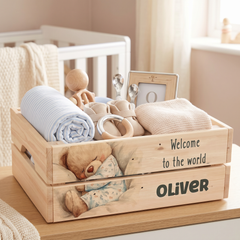 Personalised Baby Wood Crate | Custom Baby Gift Storage Box & Keepsake Hamper ukgiftstoreonline